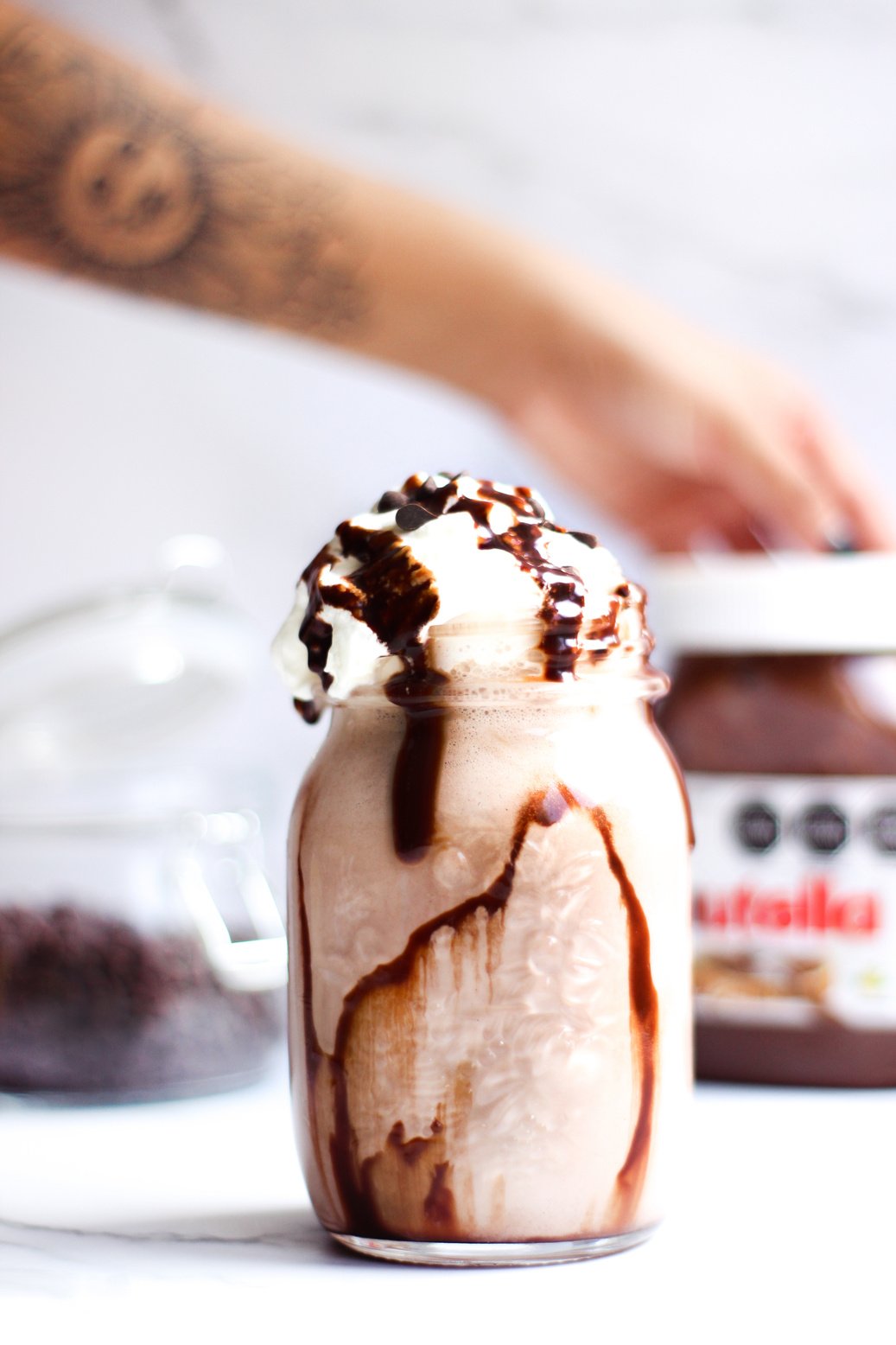 A Glass of Milk Shake with a Dash of Chocolate